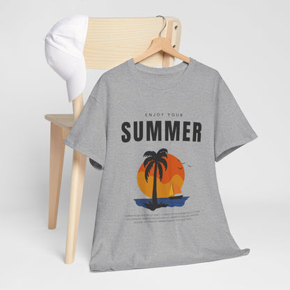 Classic Heavy Cotton Summer Graphic T-Shirt