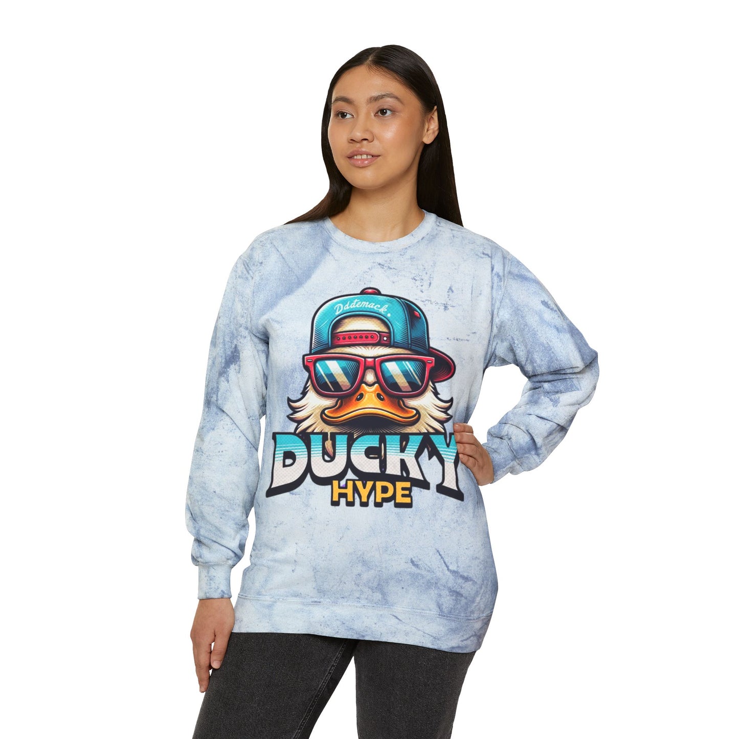 Trendy Ducky Hype Women's Tie-Dye Graphic Sweatshirt – Casual & Streetwear Fashion