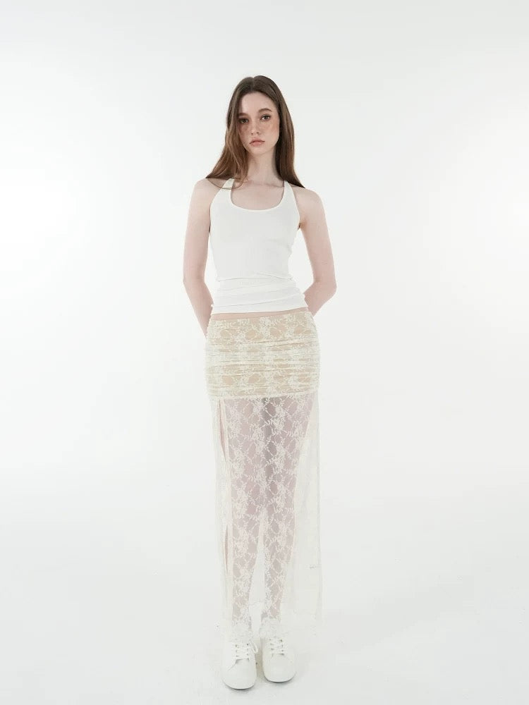 Lace Jacquard High Slit Set