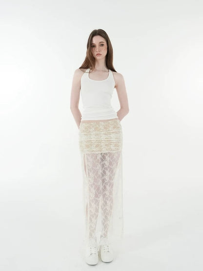 Lace Jacquard High Slit Set