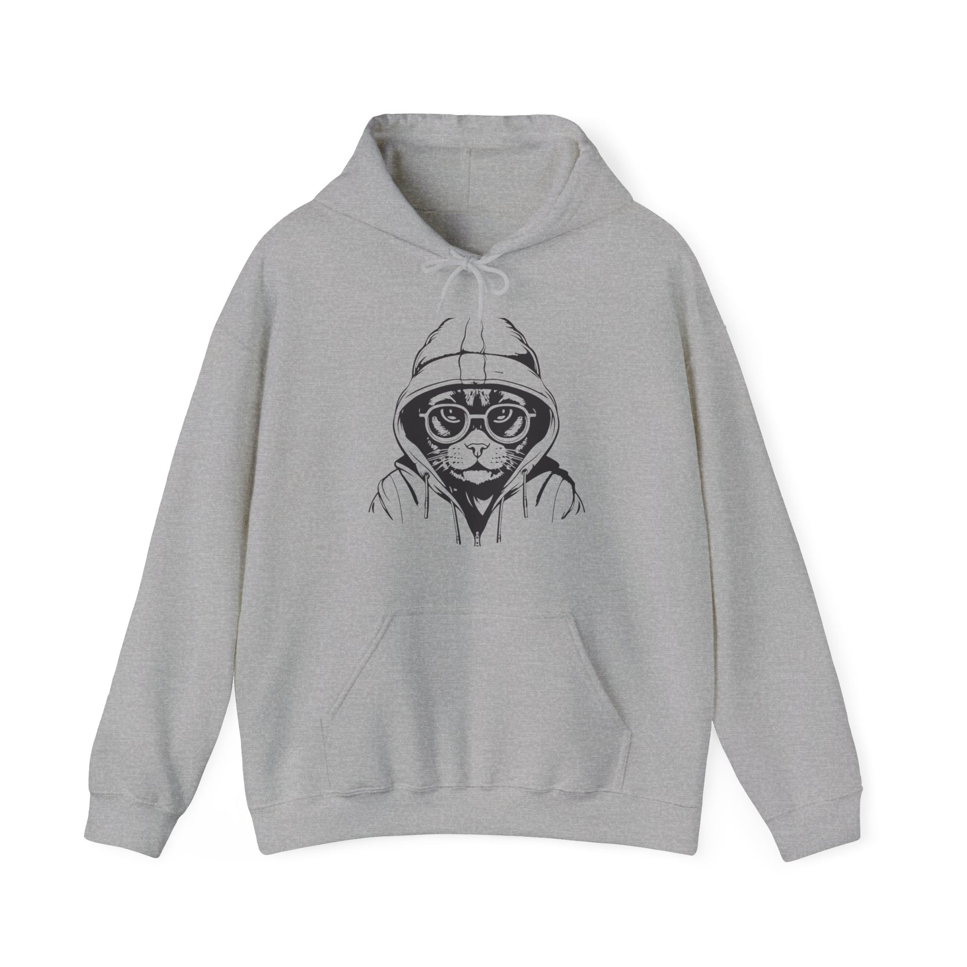 "Hooded Cat Graphic Hoodie - bllue yonders