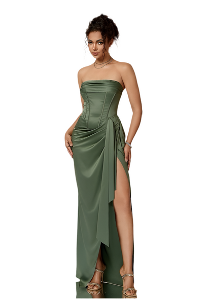 Satin Corset Party Maxi Dress