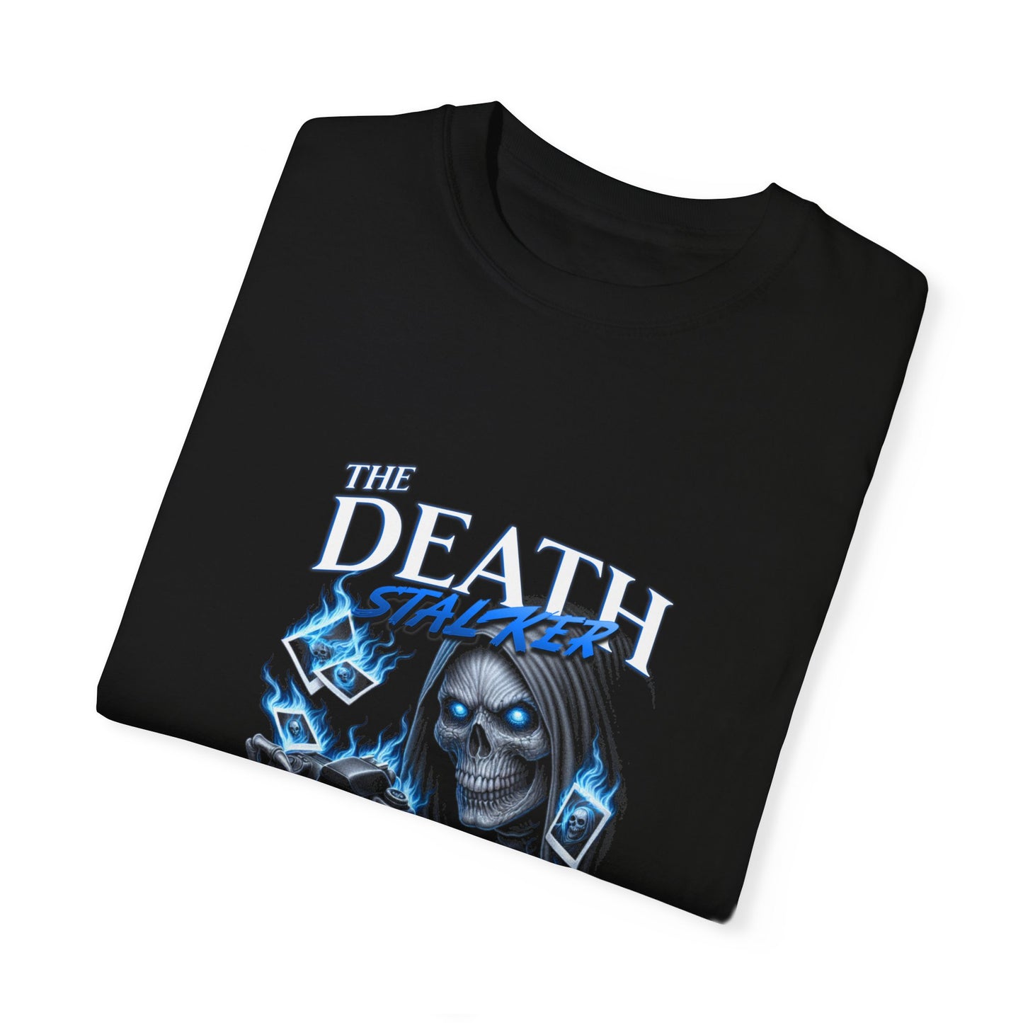 The Death Stalker Graphic T-Shirt with Haunting Blue Accents