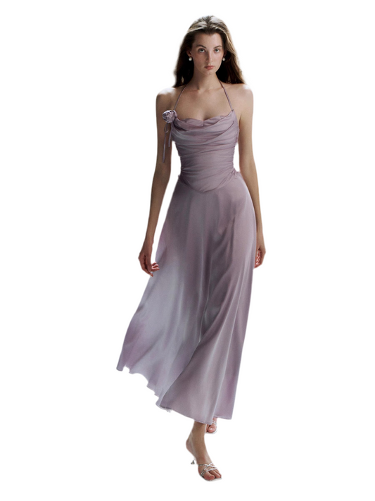 Twilight Bloom Satin Mini Dress