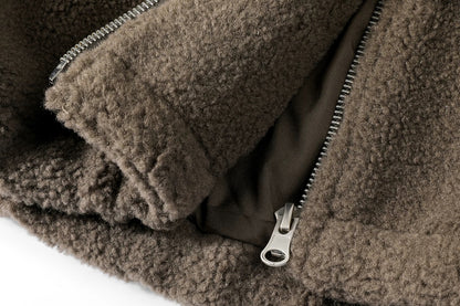Cozy Drawstring Cropped Fleece Zip Jacket