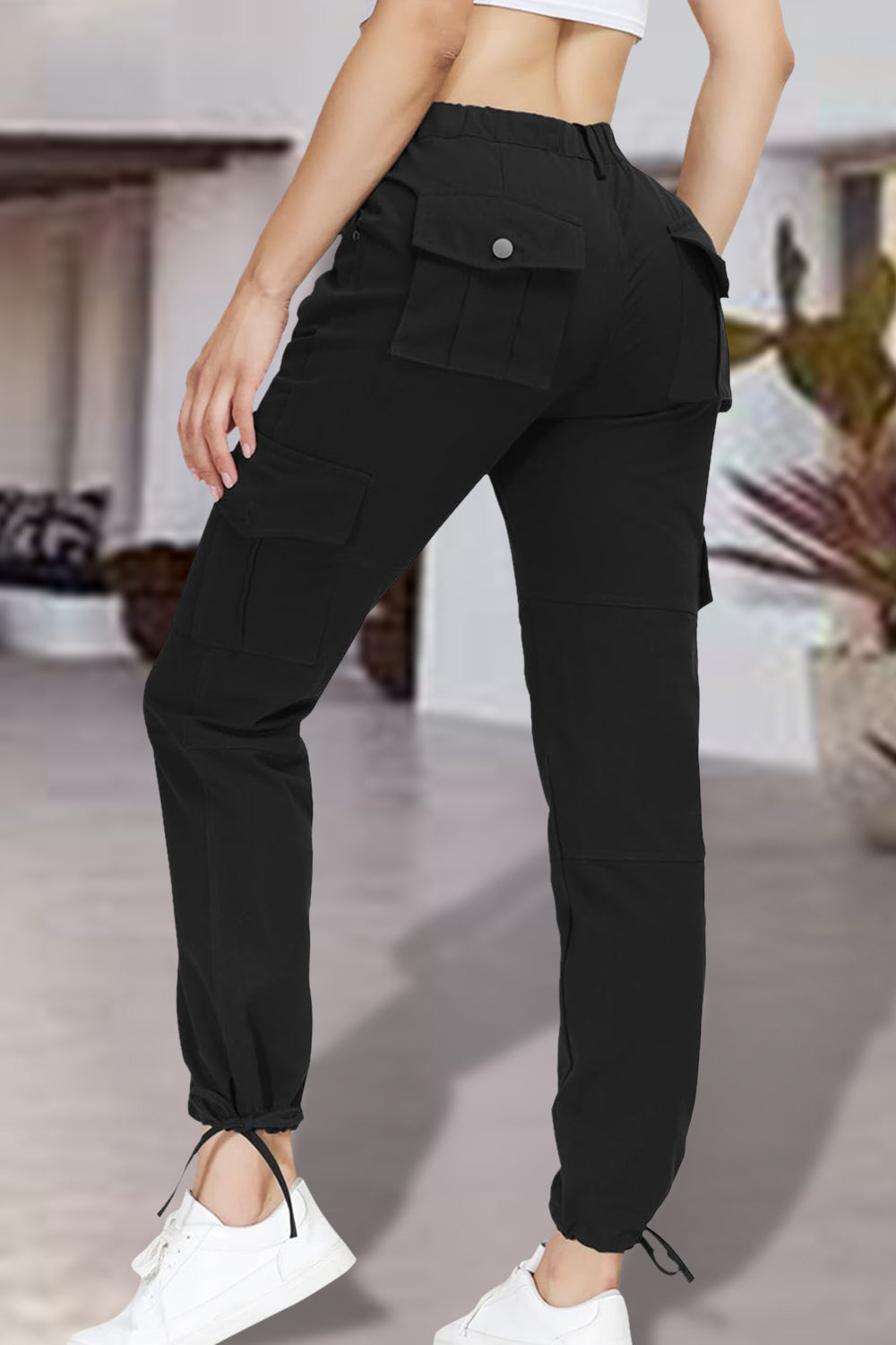 Full Size High Waist Pants with Pockets - blue yonderz