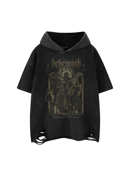 Vintage Distressed Hooded Street Tee