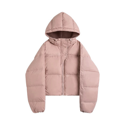 Cropped Hooded Puffer Winter Jacket