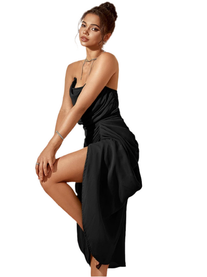 Twist Drape Strapless Cocktail Dress