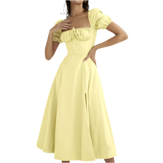 Elegant Bubble Sleeve Midi Dress