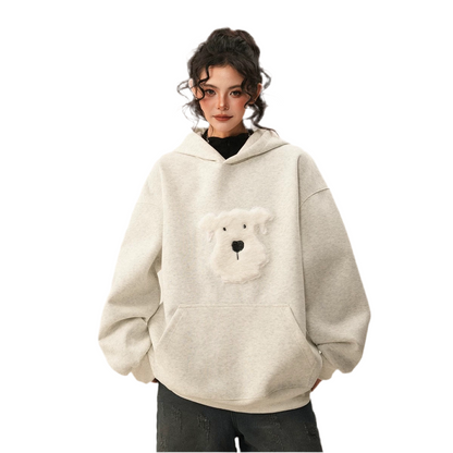 Oversized Plush Puppy Graphic Hoodie
