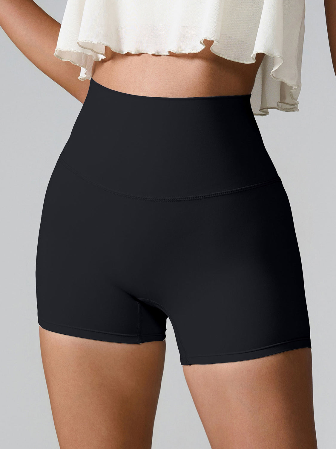 High Waist Active Shorts - bllue yonders