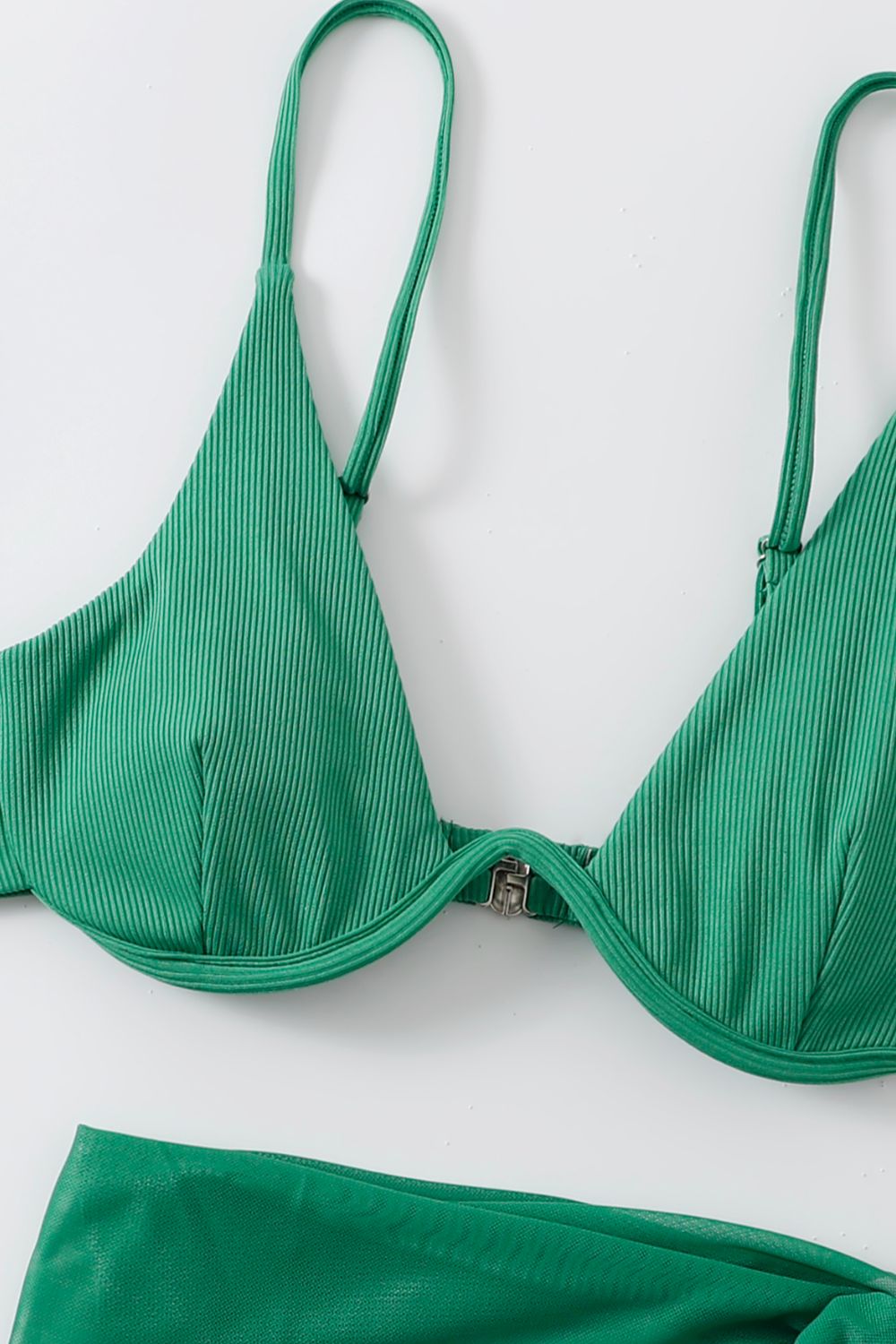 Ribbed High Cut Three-Piece Swim Set - blue yonderz