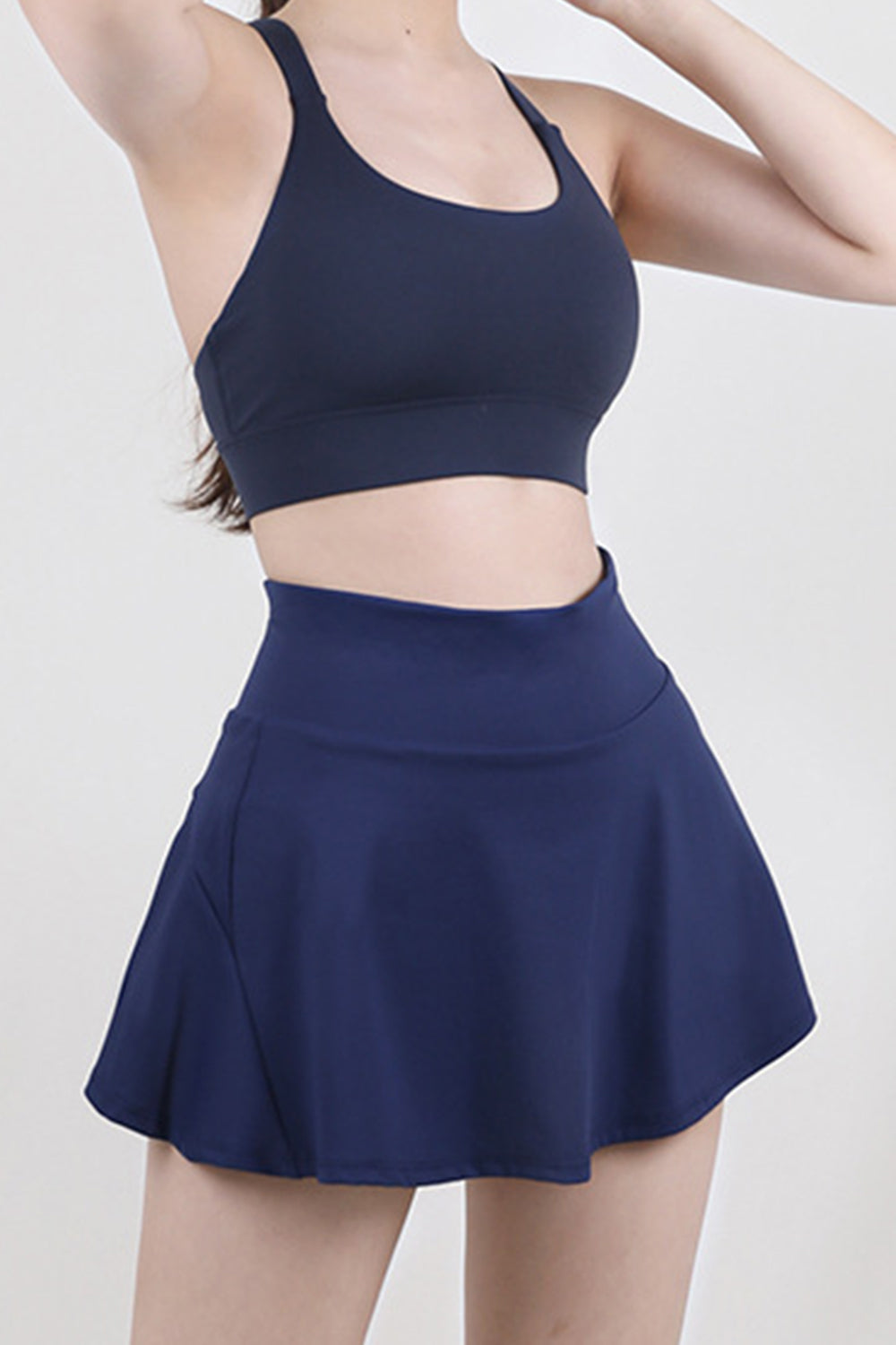 High-Waist Athletic Skirt with Built-In Shorts