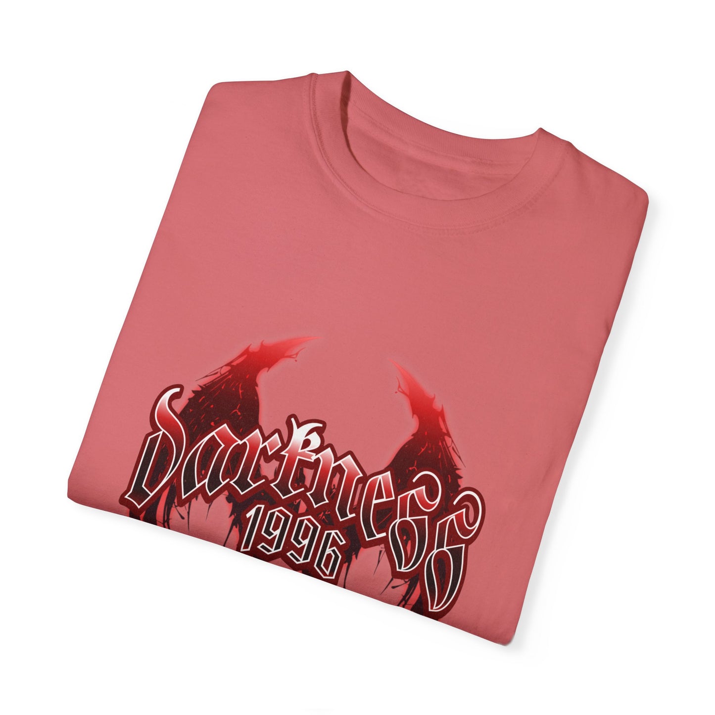 Darkness 1996 Gothic Graphic T-Shirt with Red Accents