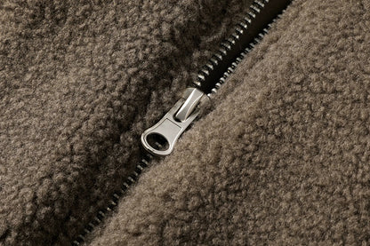 Cozy Drawstring Cropped Fleece Zip Jacket