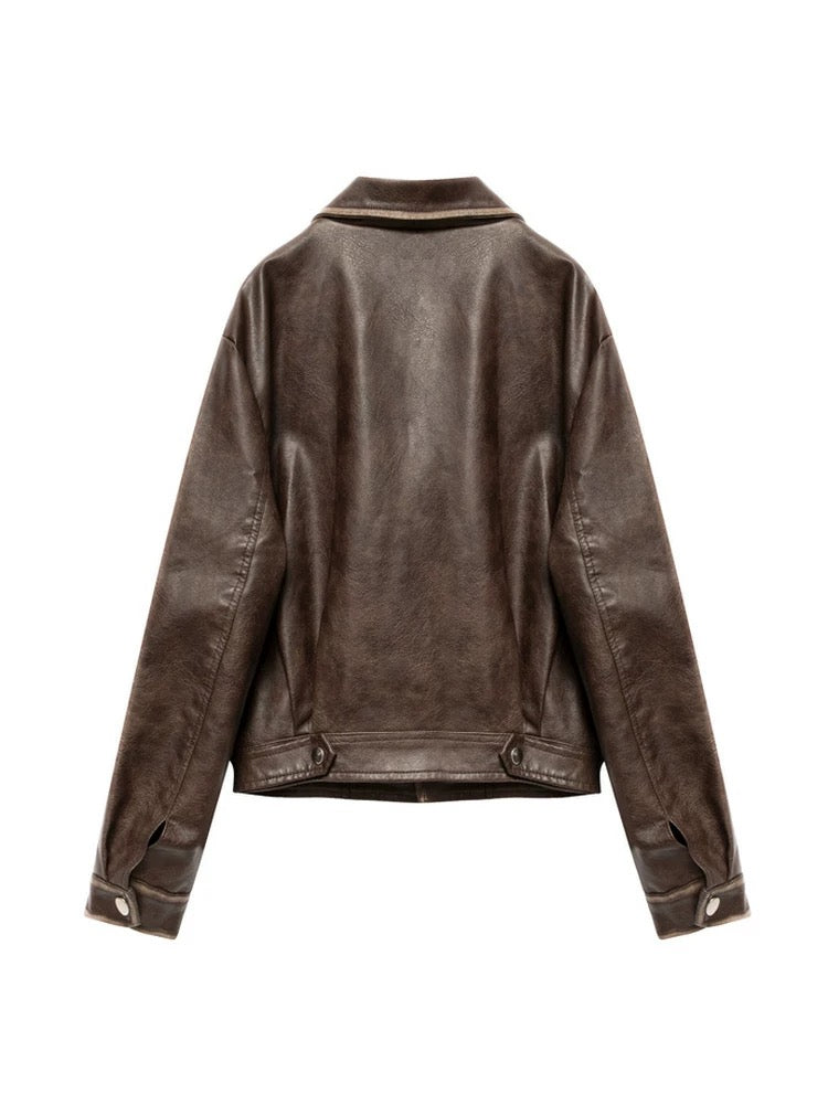 ChromeFade Cropped Leather Jacket