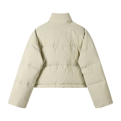 Cropped Puffer Jacket with Contrast Cuffs