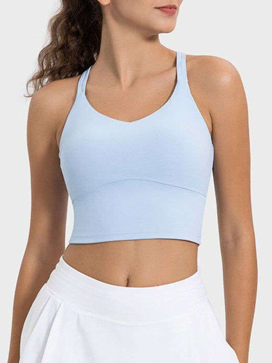 Crisscross Round Neck Active Tank - bllue yonders