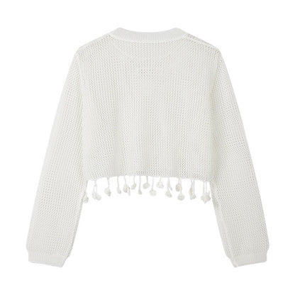 Summer Hollow Knit Hooded Sweater for Women