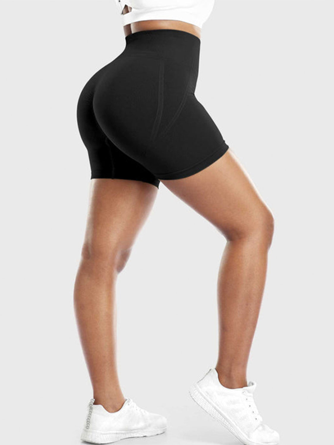 High Waist Active Shorts - bllue yonders