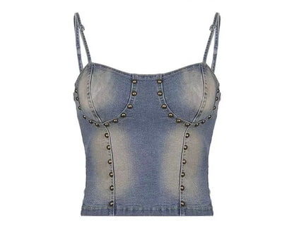 Denim Top & Ruffle Skirt Set