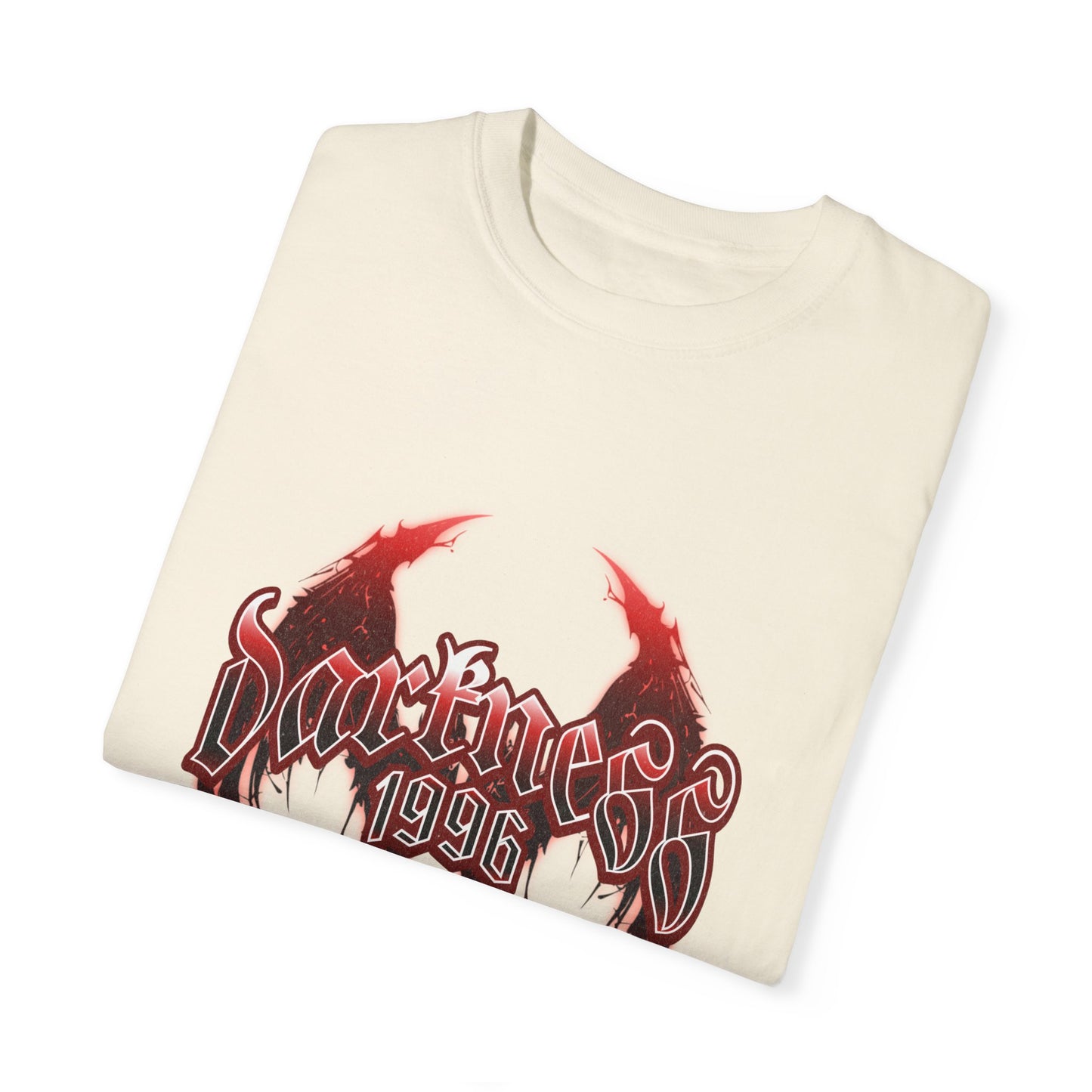 Darkness 1996 Gothic Graphic T-Shirt with Red Accents