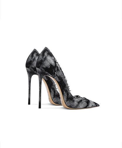 Grunge Chic Denim High Heels