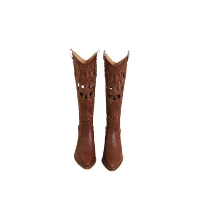 Rustic Cutout Western Cowboy Boots