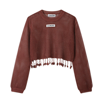 Summer Hollow Knit Hooded Sweater for Women