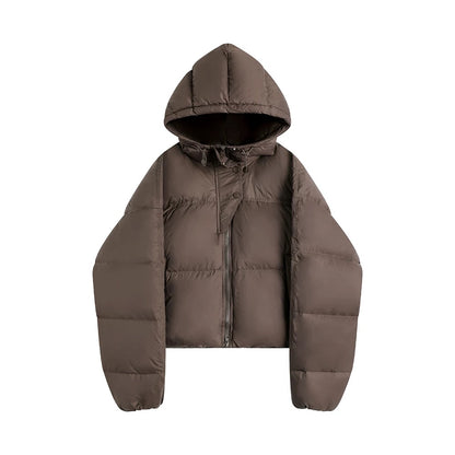 Cropped Hooded Puffer Winter Jacket