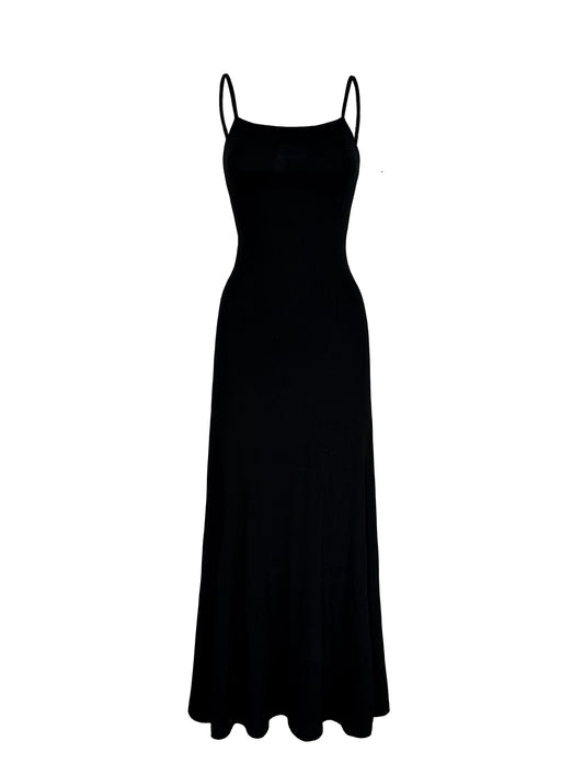 Solid Slim Spaghetti Strap Maxi Dress