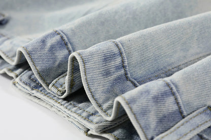 Cropped denim Jacket with Belted Waist