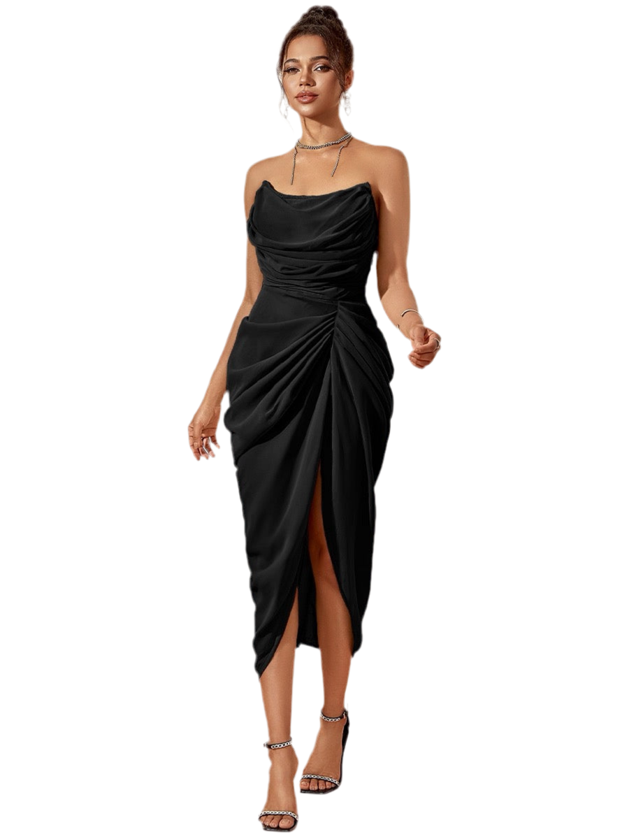 Twist Drape Strapless Cocktail Dress
