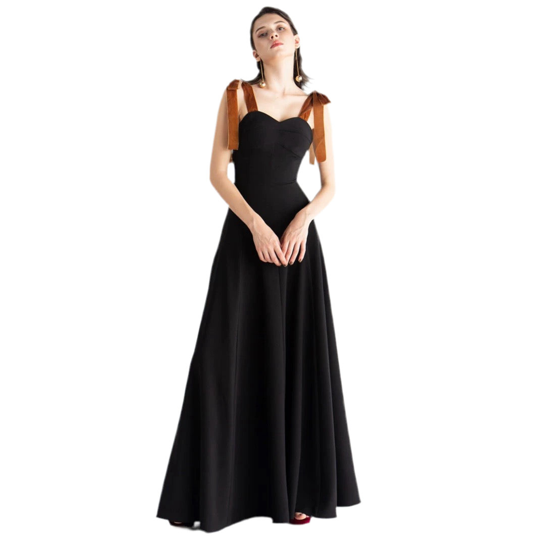Shoulder Tie Grace Black Gown