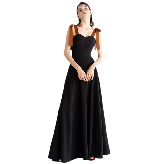 Shoulder Tie Grace Black Gown