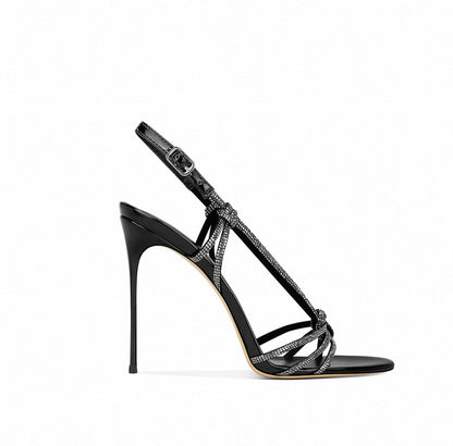 Glam Metallic Rhinestone Strappy Sandals