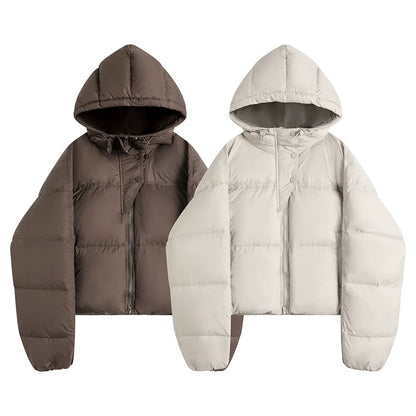 Cropped Hooded Puffer Winter Jacket
