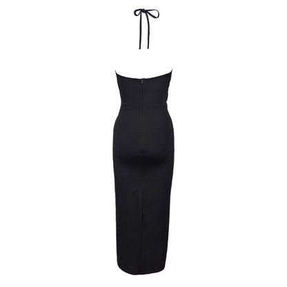 Halter Elegance Cutout Bodycon Midi Dress