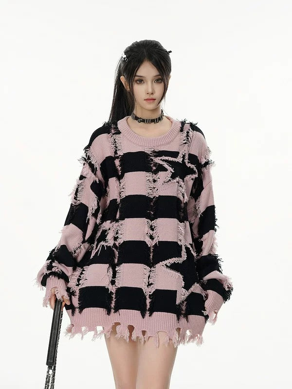 Grundge Stripe Knit Streetwear Sweater