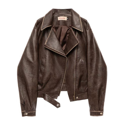 ChromeFade Cropped Leather Jacket