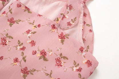 High-Waisted Floral Ruffle Dress