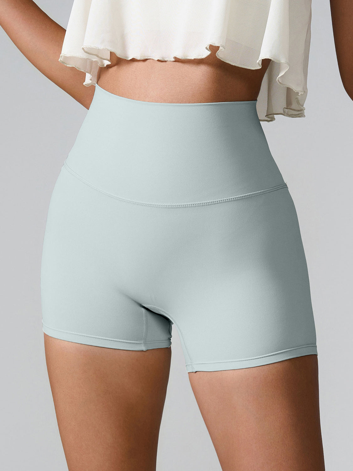 High Waist Active Shorts - bllue yonders