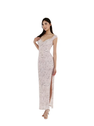 Blush Bloom V-Neck Maxi Dress