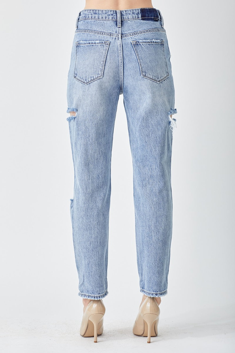 RISEN Distressed Slim Cropped Jeans - blue yonderz