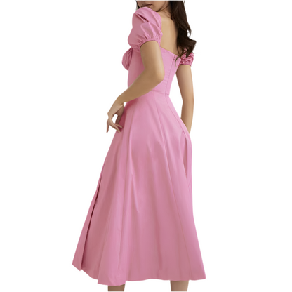 Elegant Bubble Sleeve Midi Dress