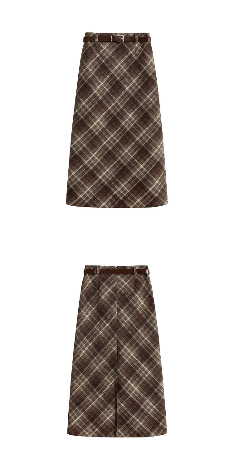 Classic Plaid Woolen A-Line Skirt