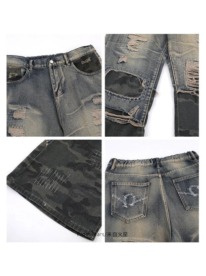Rugged American Street Ripped Jeans
