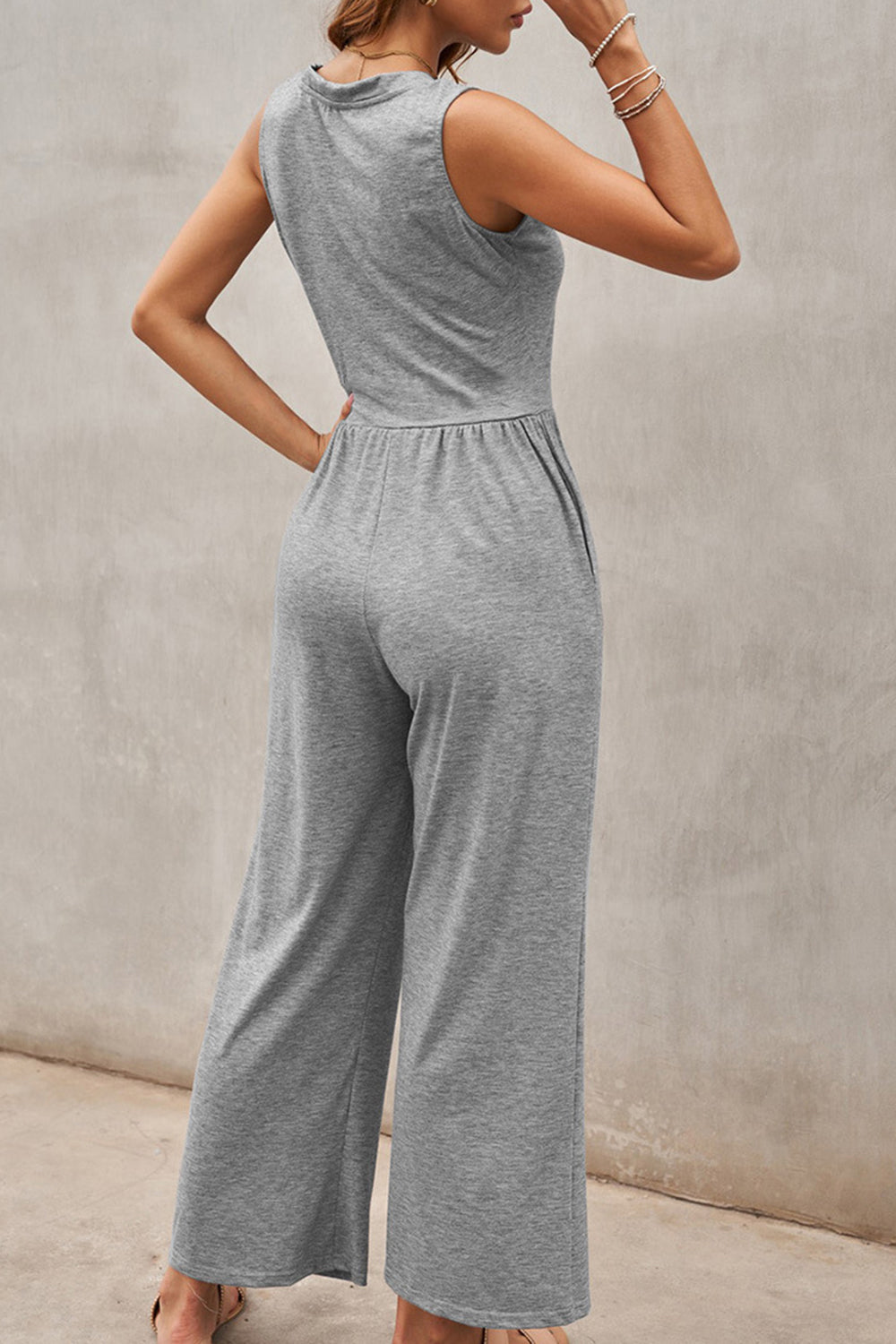 Full Size Scoop Neck Wide Strap Jumpsuit - bllue yonders