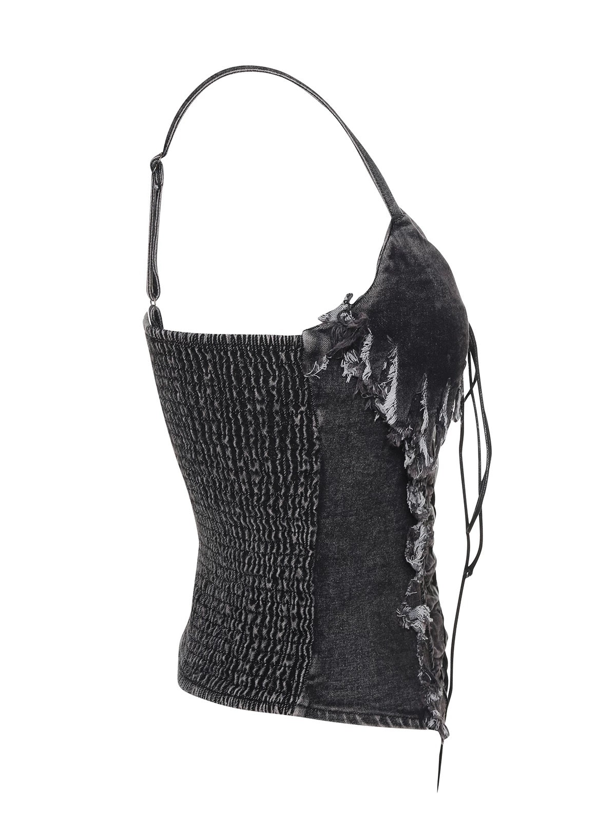Edgy Denim Lace-Up Corset Top